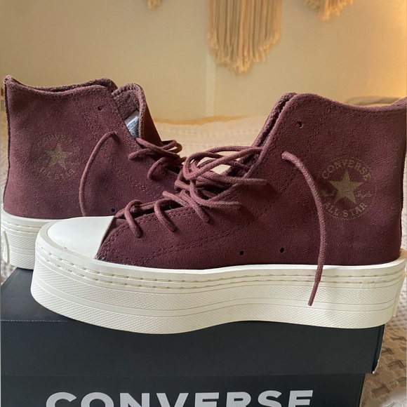 Converse Women's Brown Warm Lined Platform High Top Sneakers - Picture 2 of 5